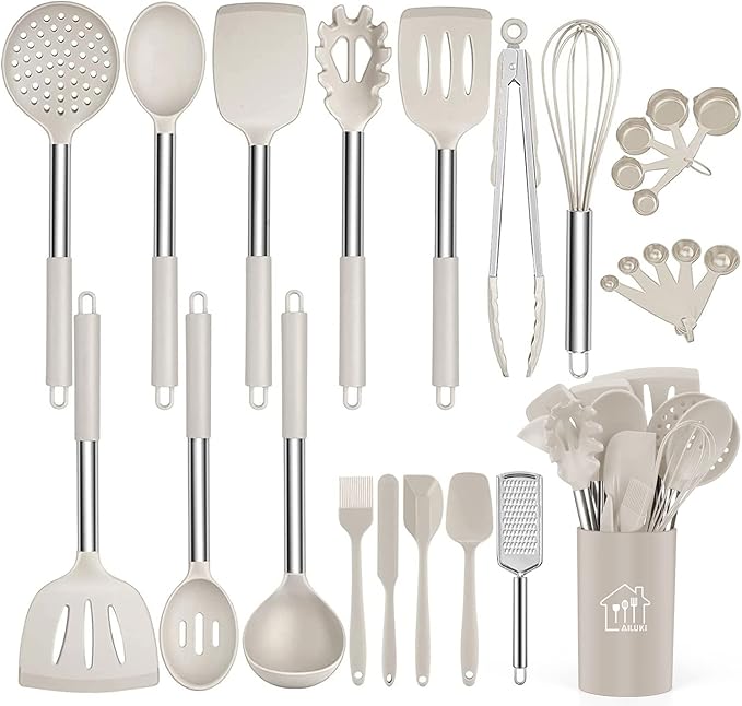 AILUKI Silicone Cooking Utensil Set 17-Piece