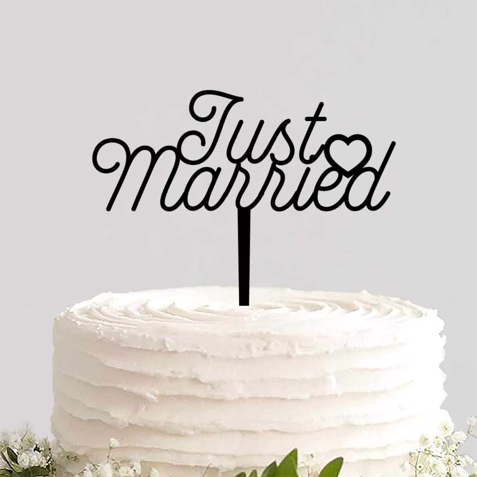 Acrylic Personalized Wedding Cake Topper Just Married Monogram Custom Bride Groom Initials Names Engraved Black Cake Topper for Wedding Engagement