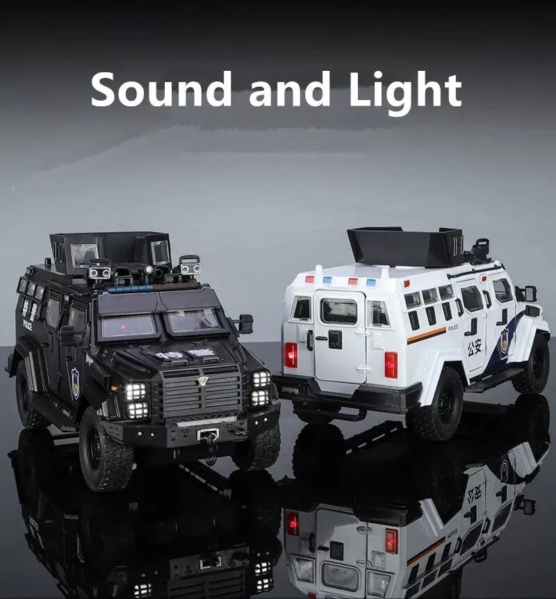 Image of WORSHIPER 1:24 Scale Ford F550 Modified Police Exclusive Alloy Metal Pull Back DieCast Car Model with Sound & Light Mini Auto Toy for Kids Metal Model Toy Car