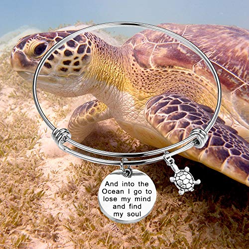 Image of Sea Turtle And Into The Ocean I Go to Lose My Mind and Find My Soul Bracelet Gift for Ocean Lovers