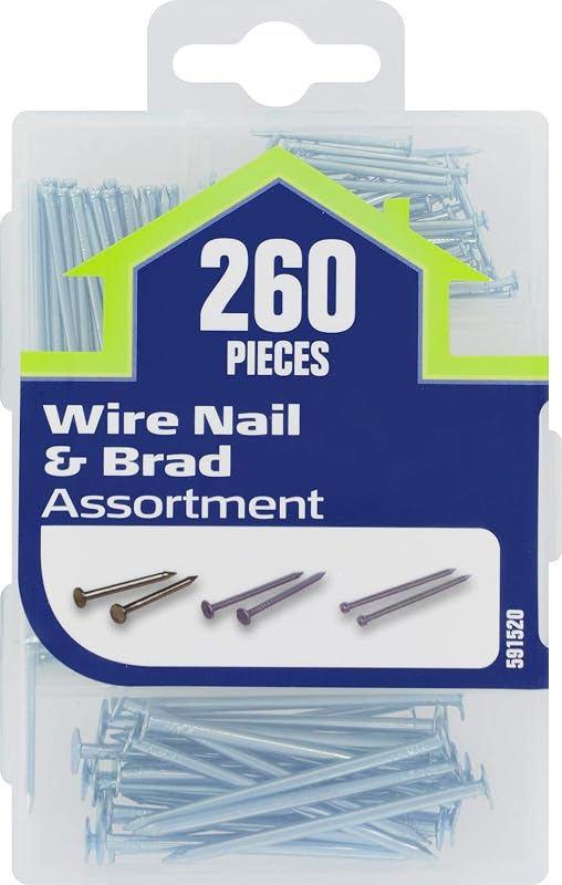 591520 Small Wire Nails and Brads Assortment Kit - 260 pieces
