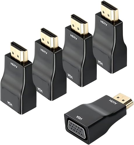 URELEGAN Paquete de 5 adaptadores HDMI a VGA, convertidor de adaptador HDMI a VGA 1080P macho a hembra para computadora, escritorio, laptop, PC,
