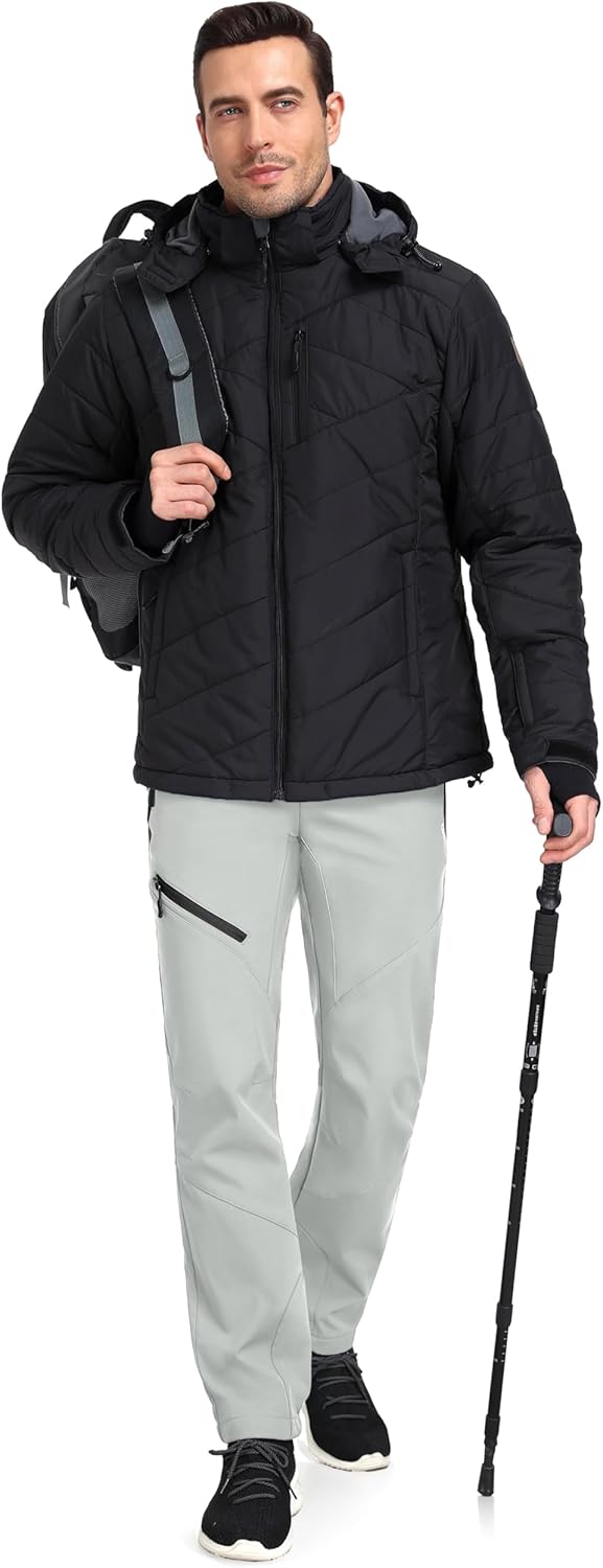 Little Donkey Andy Men’s Fleece Lined Softshell Pants for Hiking SKiiing