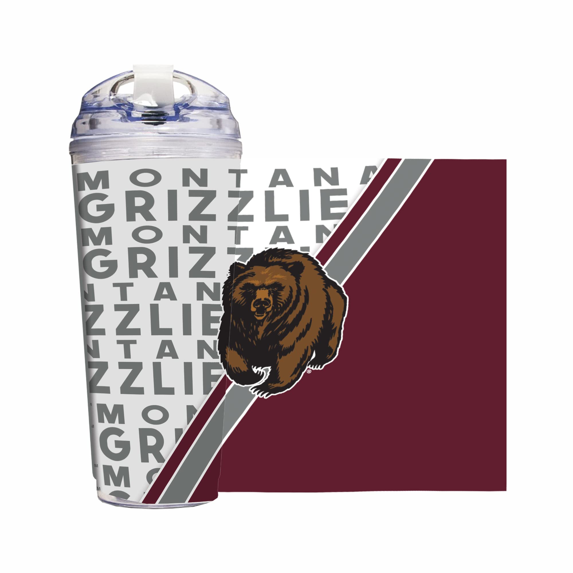 Rico Industries NCAA Standard 24oz Acrylic Tumbler with Hinged Lid, Officially Licensed Double Wall Tumbler with Straw