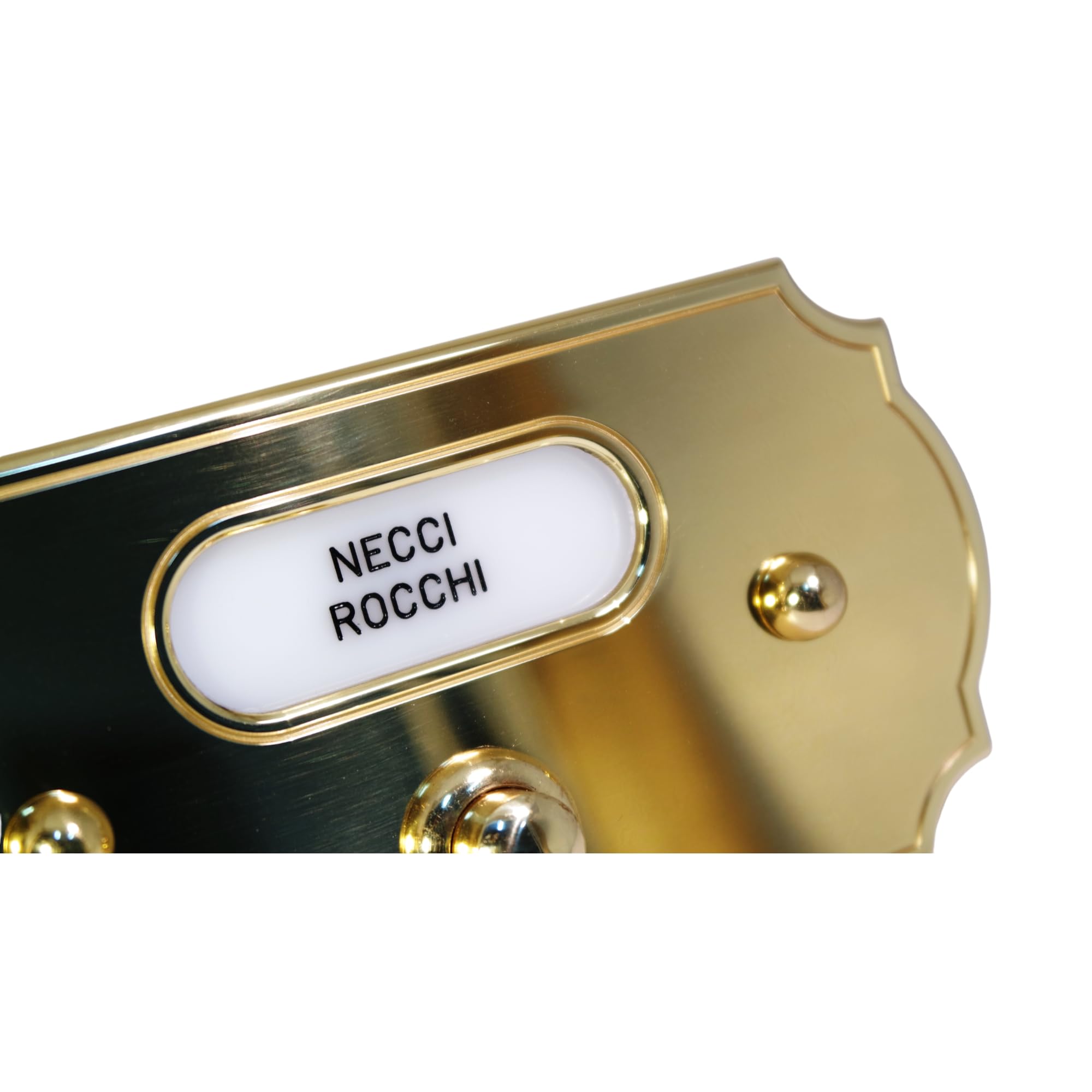 Neroni Mameli Campanello in Ottone Lucido per Esterno abitazione - Porta Ingresso Casa, con Pulsante Elettrico - Modello Adriano - Made in Italy