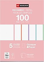 Miquelrius - Refill pad, 100 dotted loose sheets, opaque paper 90 g/m², refill A4 perforated sheets for ring binders or binders, school supplies, 5 colours
