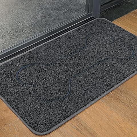 MAYSHINE Door Mats Indoor and Outdoor, Mud Dirt Trapper Mats, Super Absorbent and Extra Non-Slip, Washable, Black&Grey, Dog bone, 45×75 CM Cover