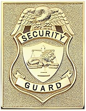 RYNO GEAR Deluxe Recessed Cutout Security Guard Badge, Standard Universal Rectangle Badge Enameled & Plated Costume Badge, Pin Catch Design 338"" x 234"" Brass, 9150T-0001