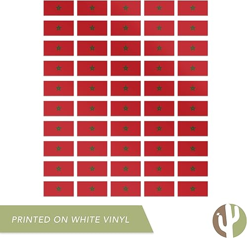 Miniatura 4 de Desert Cactus Calcomanía de bandera de país de Marruecos, hojas rectangulares de 1 pulgada, 50 piezas en total con logotipo de niños, álbum de