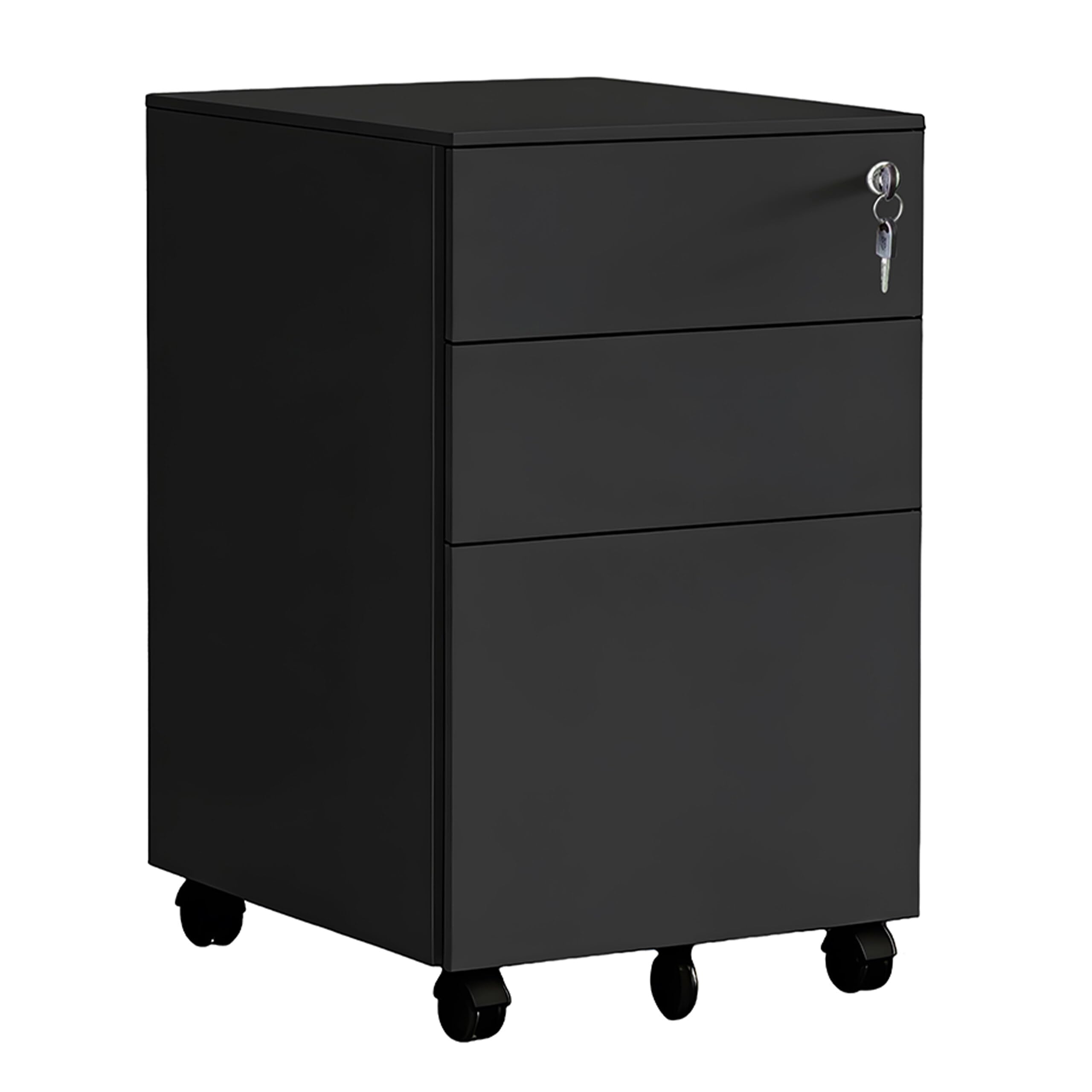 Relaxdays Rollcontainer Rollcontainer 3 Schubladen, Hxbxt: 60 x 39 x 52 cm, Abschließbar, Metall, Schwarz