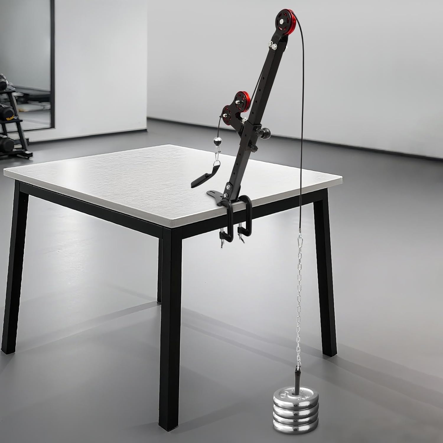 Arm Wrestling Training Professional Equipment Fitness Forearm, 440LB Arm Wrestling Battle Table Training Pulley System Wrist Exerciser Strength Develop Machine with Handle