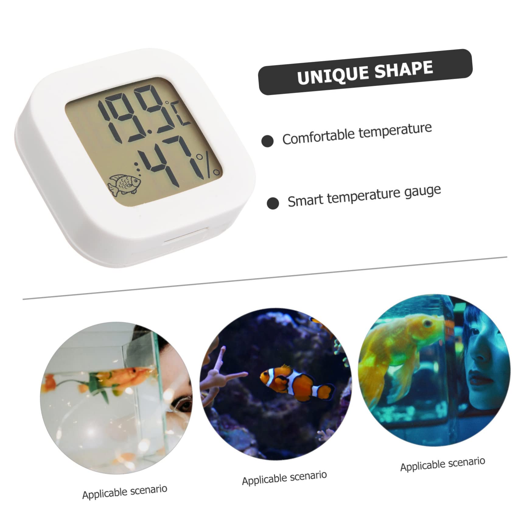 BESPORTBLE 5piezas Termómetro Digital Para Acuario Adhesivo Medidor De Temperatura Para Peceras De Agua Dulce y Salada Lecturas Precisos Cada Segundos Fácil Instalación y Portátil
