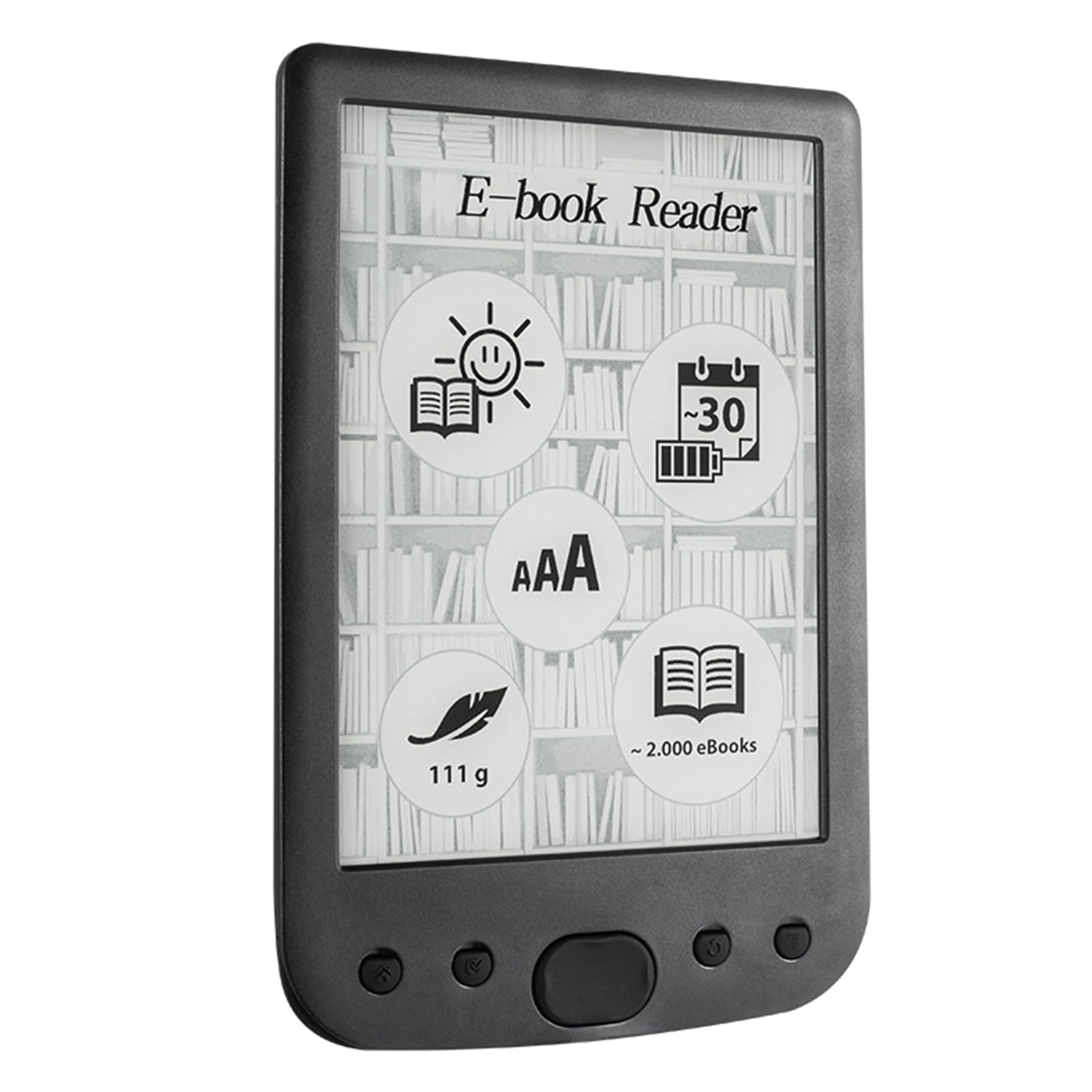 Akozon 6-calowy Czytnik E-booków z Dużym Ekranem Dotykowym Przenośny Czytnik PDF EPUB MOBI z możliwością Rozbudowy Pamięci, Wbudowanym Głośnikiem, Adnotacjami Tekstowymi i obsługą Audiobooków dla