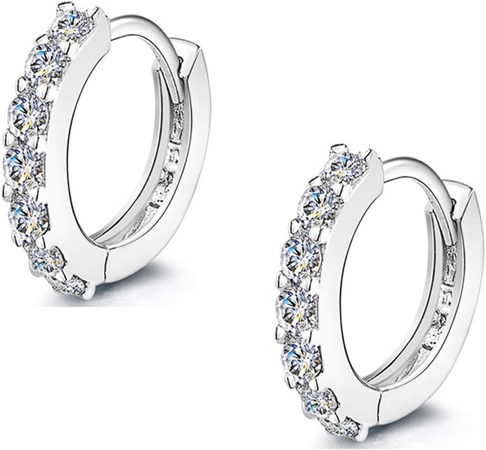 925 Sterling Silver Hoop Earrings Cubic Zirconia Cartilage Earring for Women Small Huggie Piercing Earings Tiny Ear