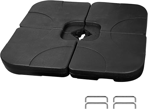 Juego de 4 placas de base cuadrada para sombrilla de patio con desplazamiento en voladizo resistente, capacidad de 176 libras, soporte de paraguas