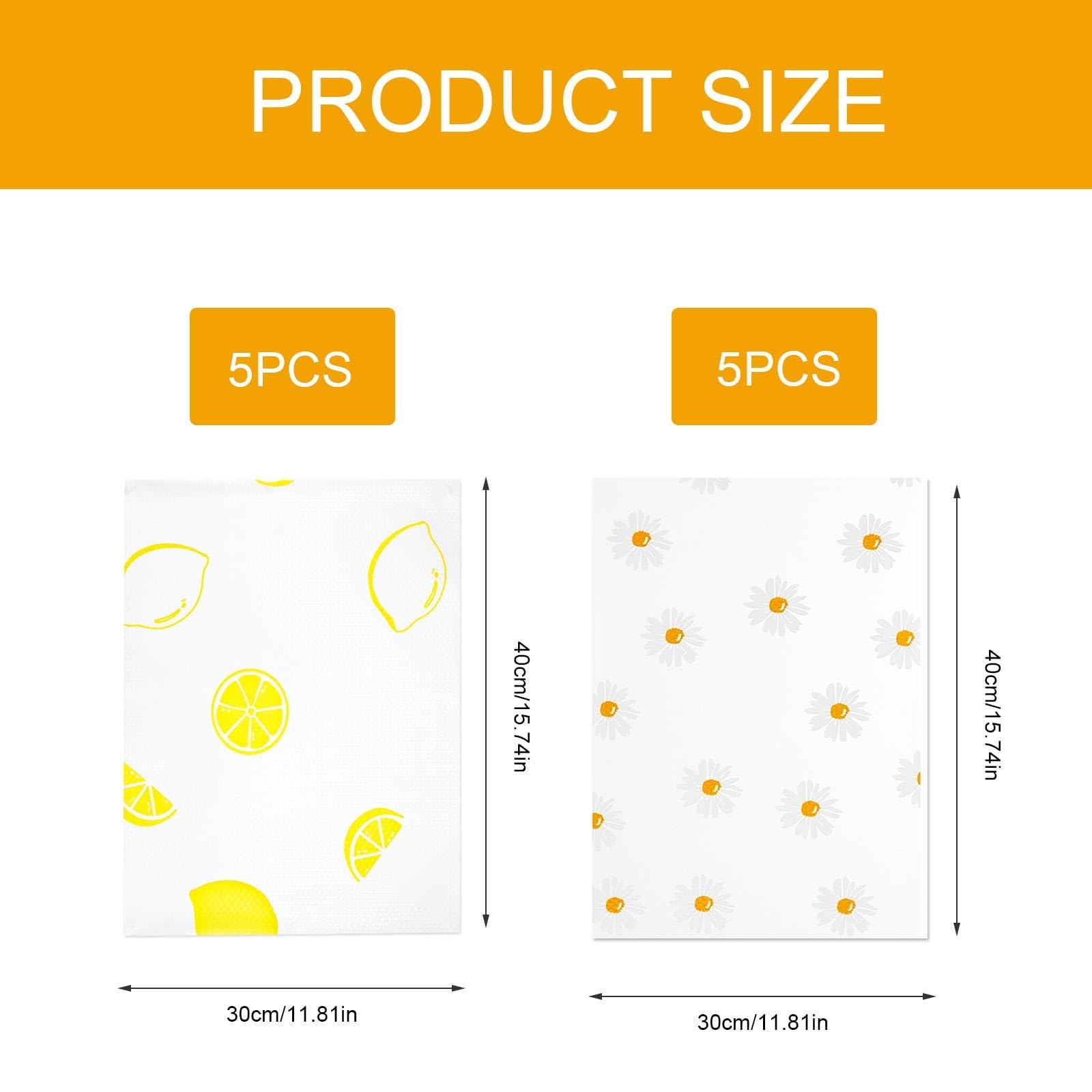 KLEHOPE Lot De 10 Tapis Tiroir Cuisine EVA 30×40 Cm – Lavables, Découpables, Antidérapants, Motifs Chrysanthème & Citron Pour Réfrigérateur, Étagères, Tiroirs