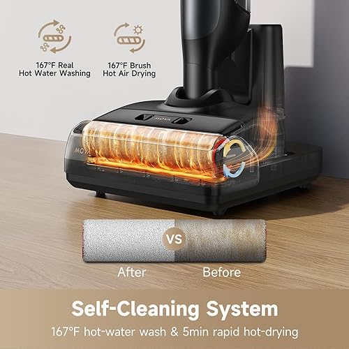 Miniatura 2 de MOVA M10 - Aspiradora inalámbrica en seco y húmedo de 180, trapeador inteligente todo en uno para suelos duros, 167F Flashdry autolimpiante,
