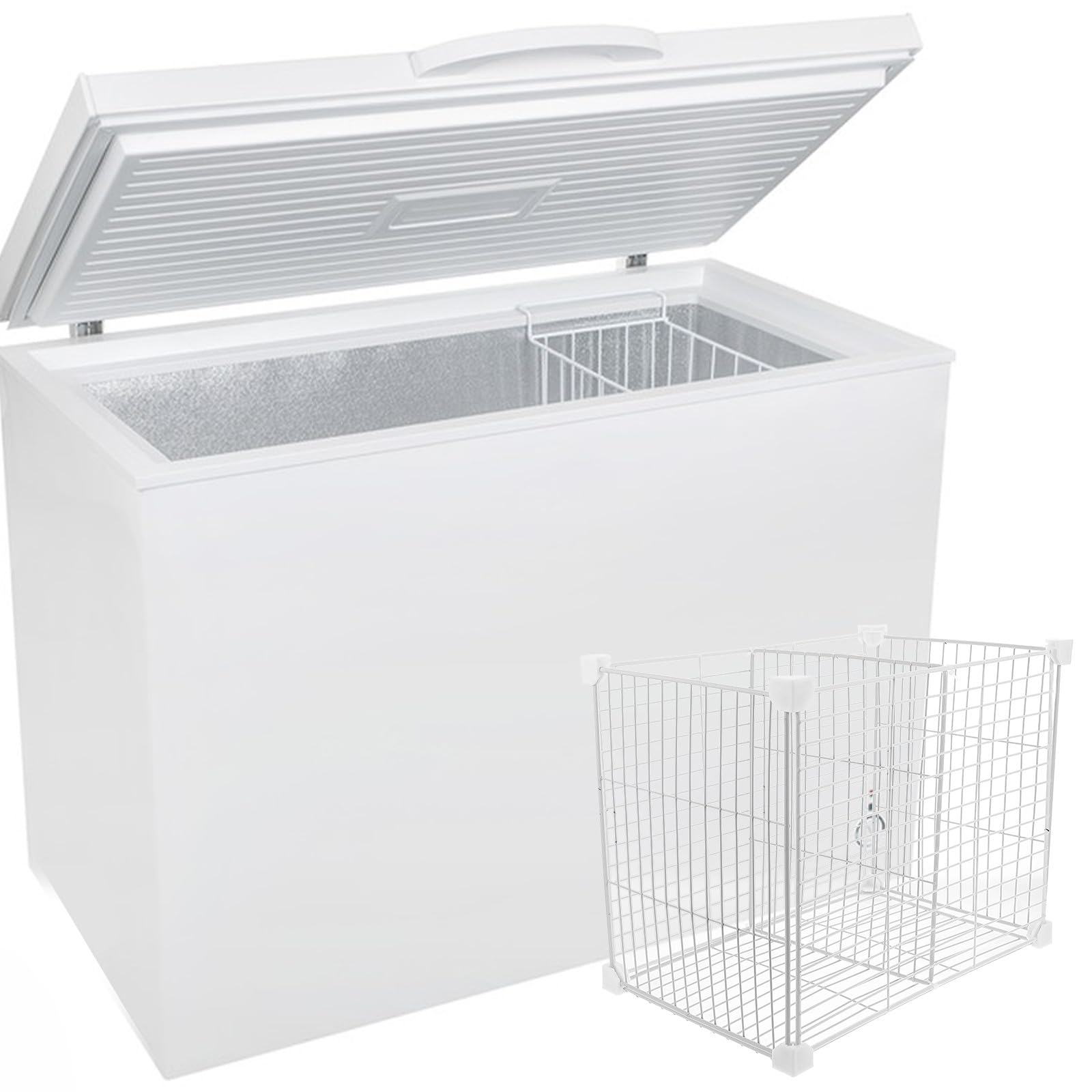 Uonlytech Organizador para Congelador Rejilla de Hierro y Cesta Inferior, Divisiones Internas para Almacenamiento Fácil y Categorización en Refrigeradores y Despensas