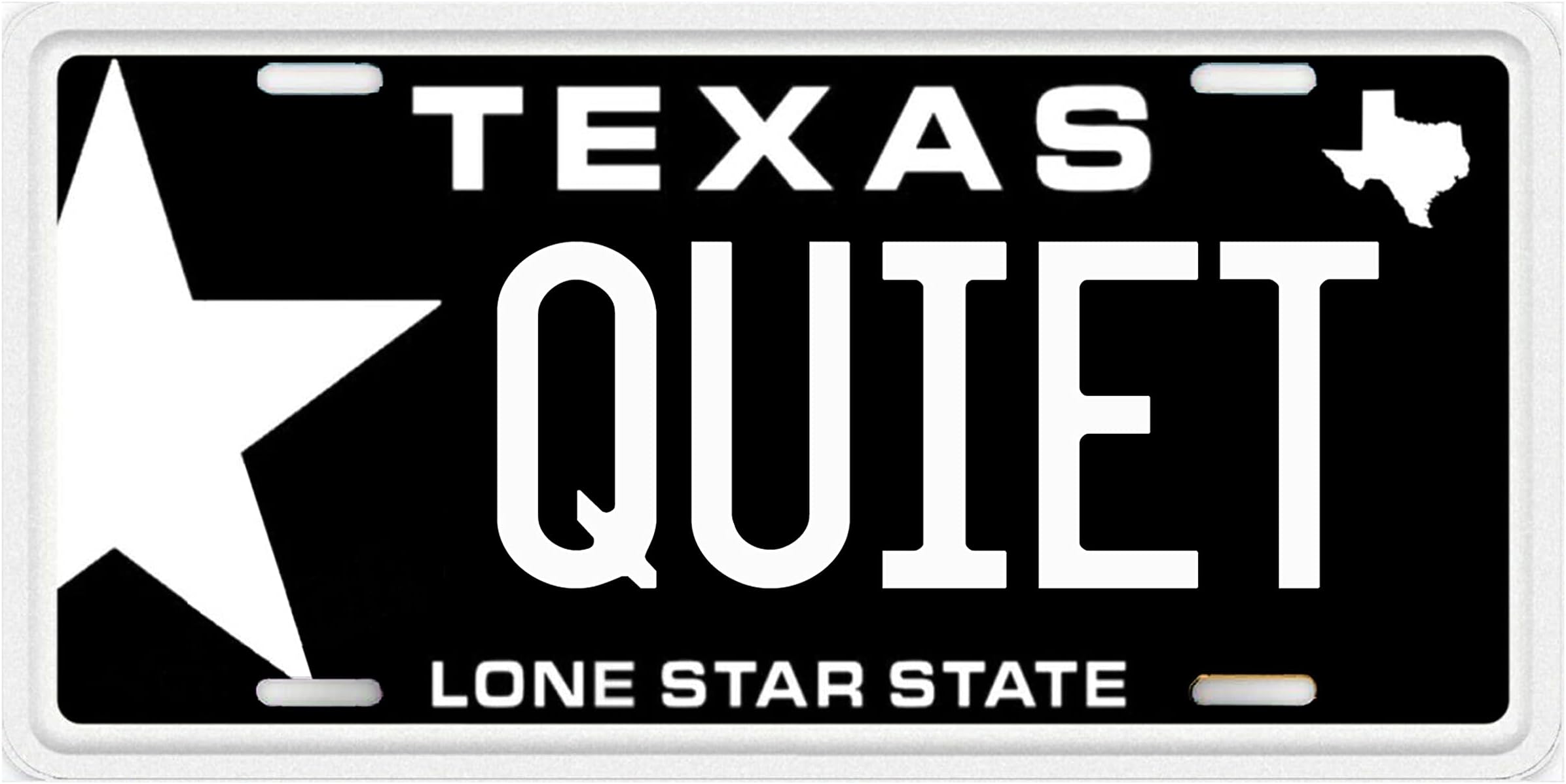 Quiet Any State Aluminum Car Vanity License Plate Tag Black and Gray