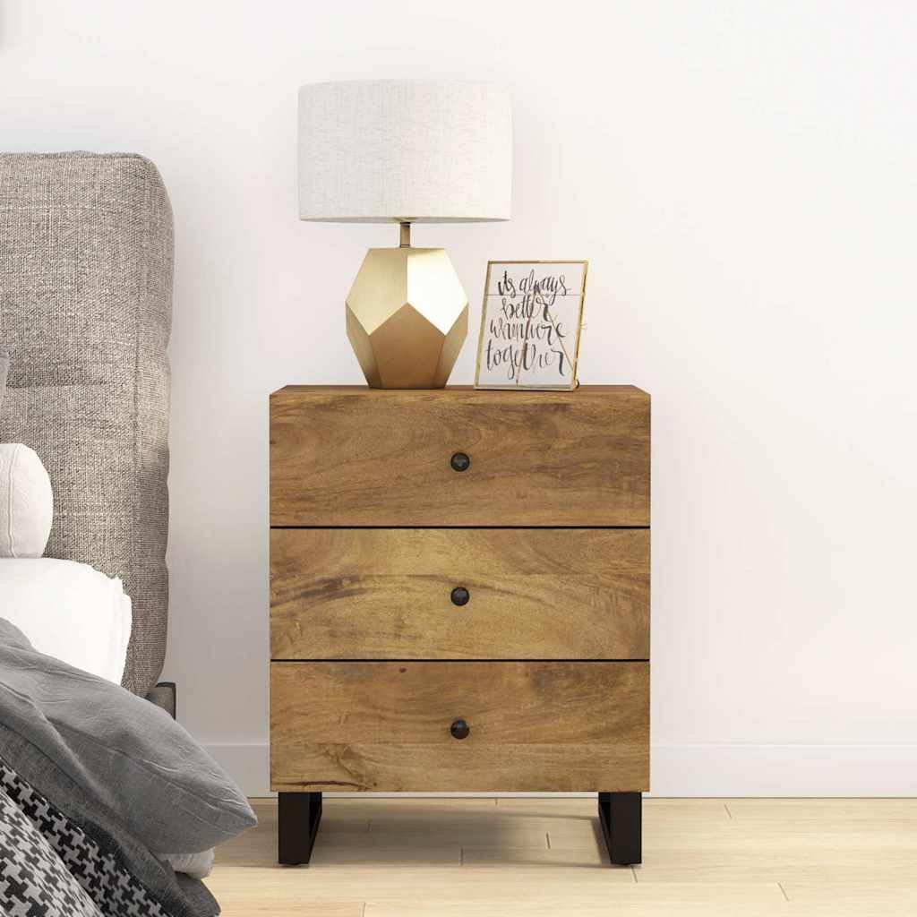 Table de Chevet 3 tiroirs Fin Fin des Pièces Encombrées Bois Manguier 62 cm