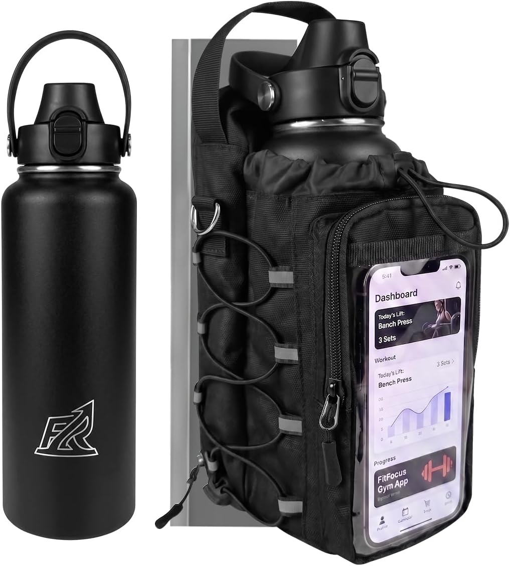 JACZZO Magnetic Gym Bag, Includes 40oz Bottles (Black)