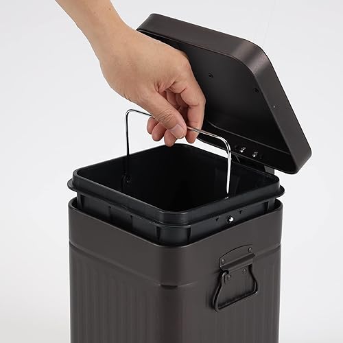 Miniatura 6 de Cubo de basura de metal vintage para baño, cocina, dormitorio, sala de estar con tapa de cierre suave, pequeña canasta de basura retro para