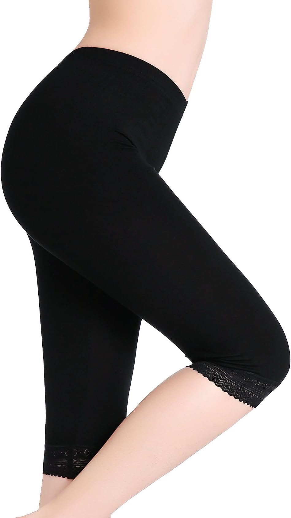 Women Under Skirt Shorts Lace Capri Leggings Ultra Soft Cropped Pants