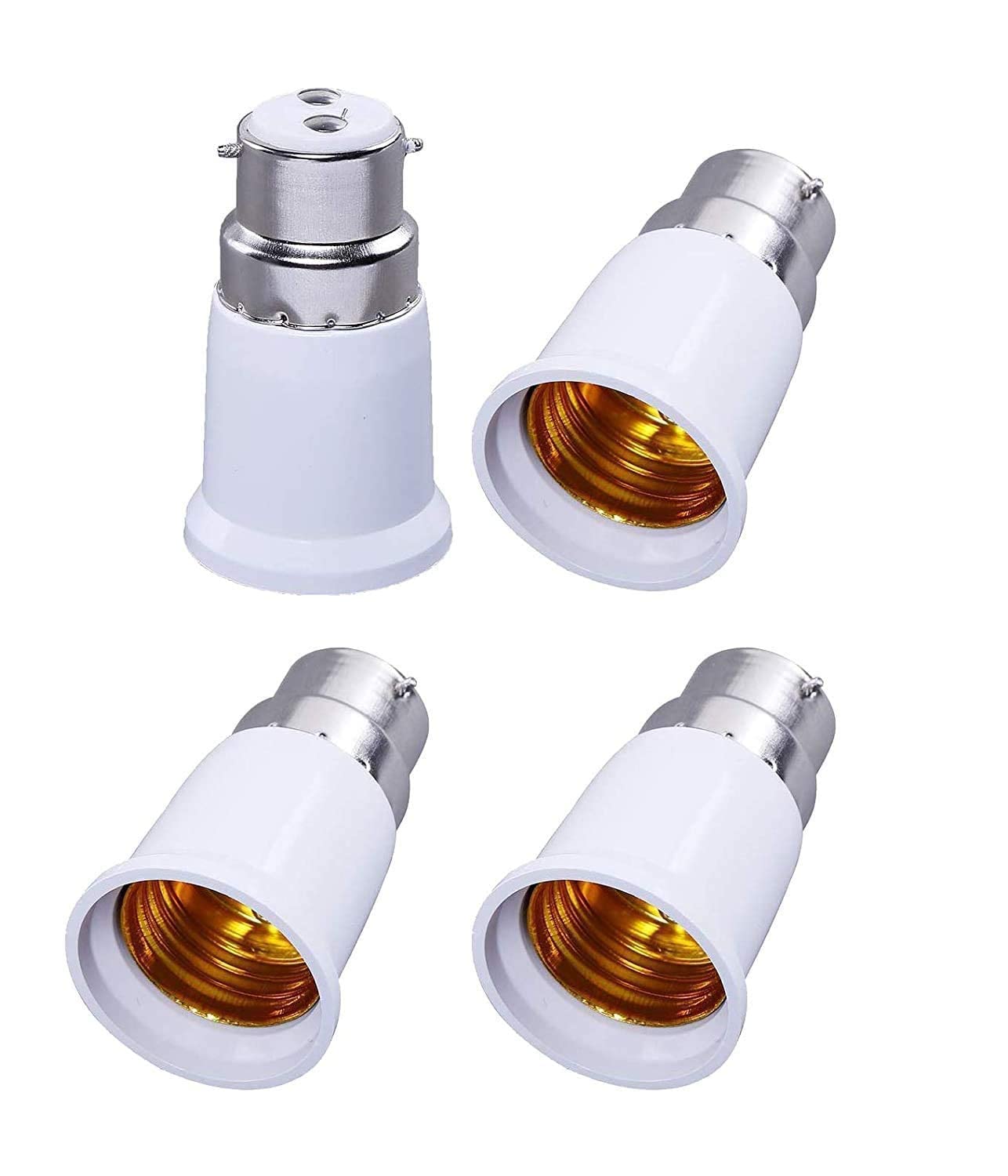 B22 to E27 Bulb Convertor Holder | Lamp Base Socket | Screw to Light Bulb Adapter Converter for Metal ED Halogen | CFL LED Halogen | Lamp Base Adapter (Copper, White,) (Pack of 4)-image-49