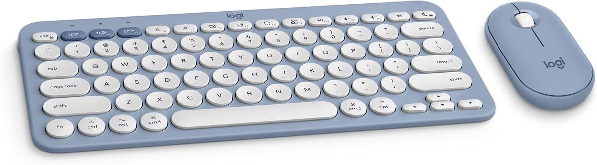 Logitech Pebble 2 Combo teclado y mouse inalámbricos para Mac - Tonal azul | Delgado, silencioso, portátil, personalizable, Bluetooth, Easy-Switch, para Mac, macOS, iPadOS