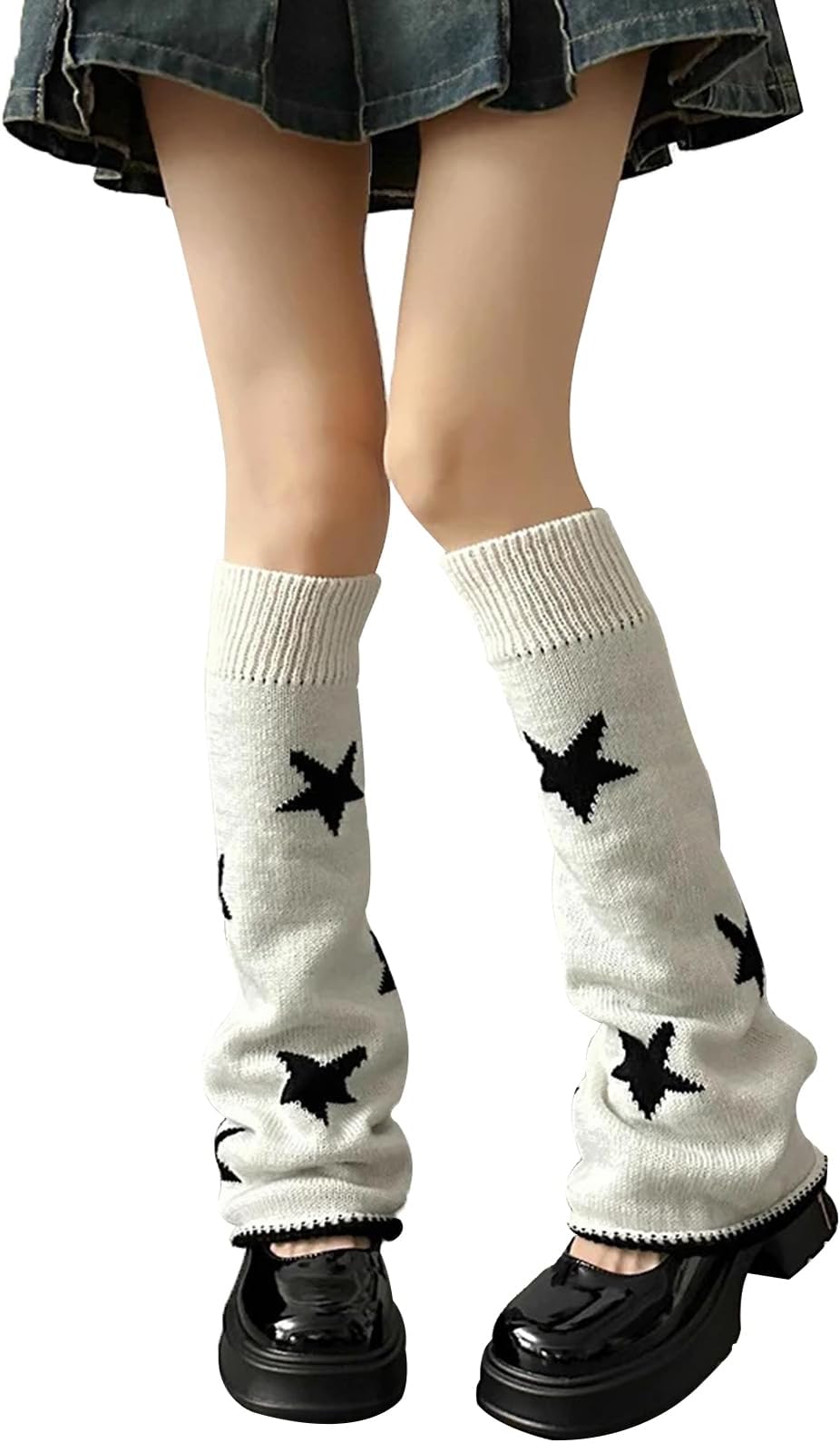 Girls Kawaii Leg Warmers Knitted Flared Leg Sleeves Goth Crochet Baggy Cuff Ankle Heap Socks