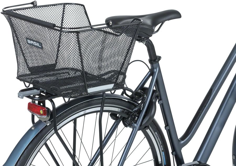 Basil Lesto koszyk rowerowy MIK, czarny – zamykany system MIK z płytą adapterową, odporny na warunki atmosferyczne i wytrzymały, idealny do zakupów i codziennego użytku