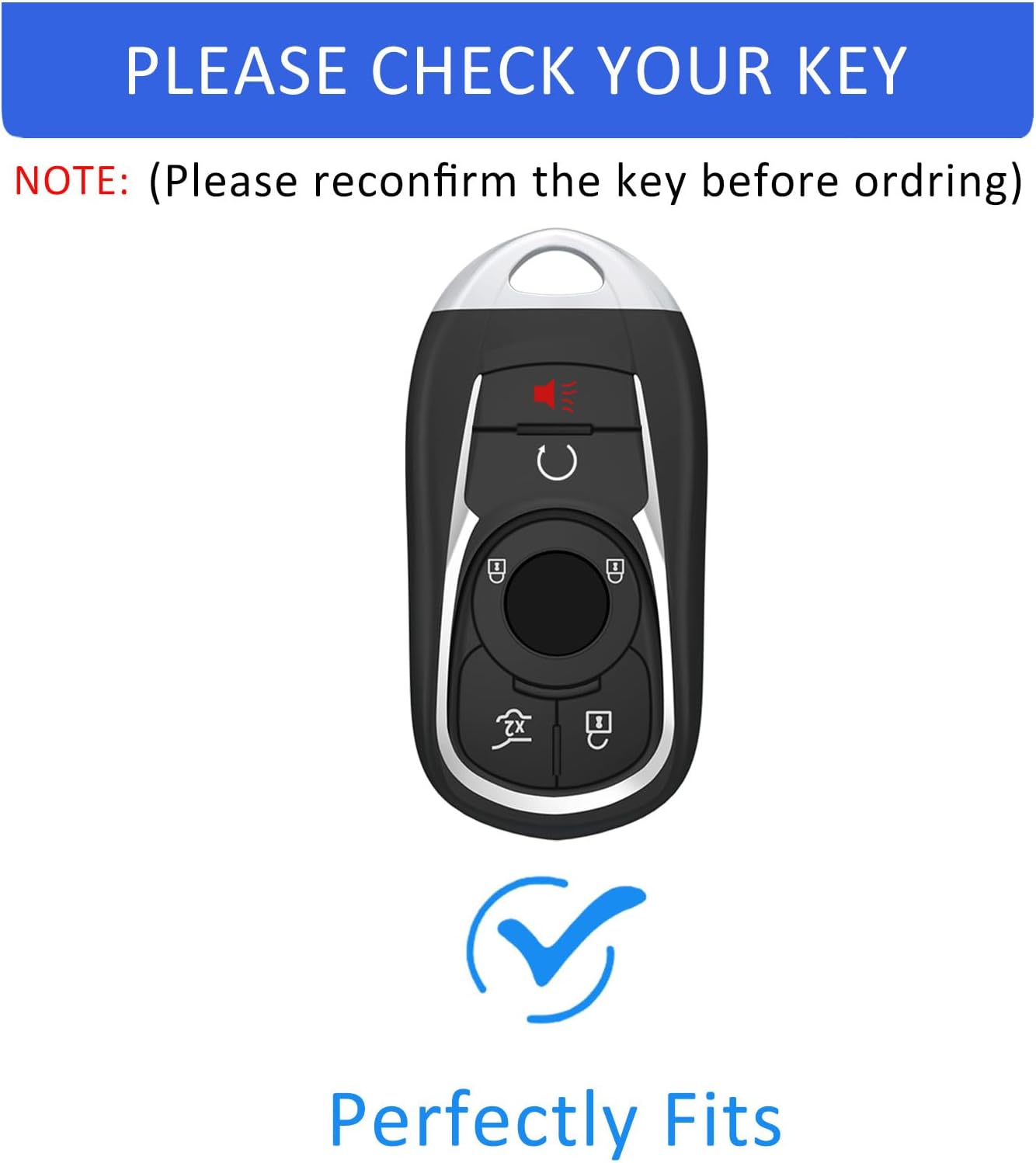 Key Fob Cover with Keychain for Buick Enclave 2018-2021