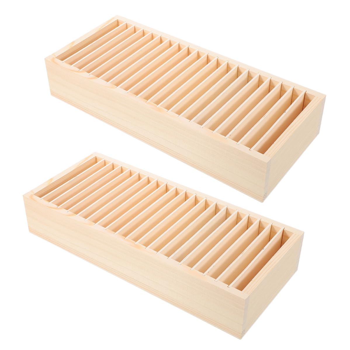 Veemoon 2pezzi Scatola in Legno Porta Biglietti da Visita con Scomparti Multipli Organizer da Scrivania Staccabile per Gioielli Cartoline e Carte da Ufficio Contenitore Robusto e Naturale