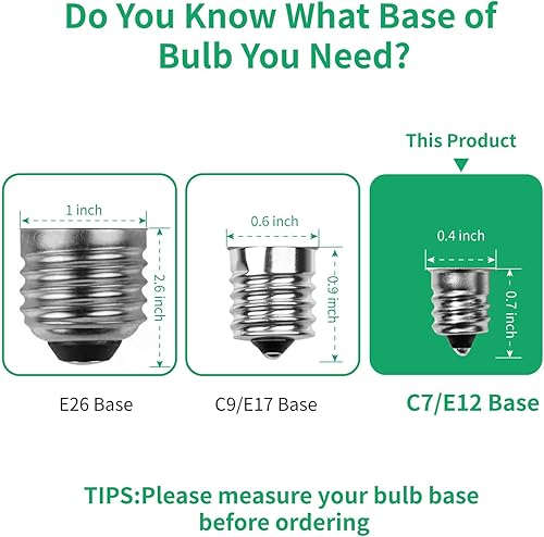 Miniatura 3 de Meconard Bombillas LED C7 de repuesto de Navidad, bombillas LED inastillables C7 para luces de Navidad para interiores y exteriores, base de