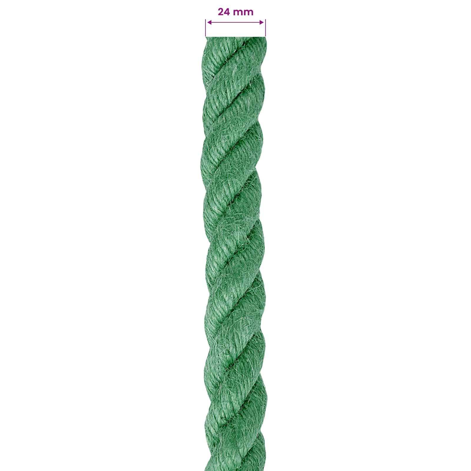 Cuerda de yute de 24 mm verde, 100% yute Tossa natural, 3 hebras