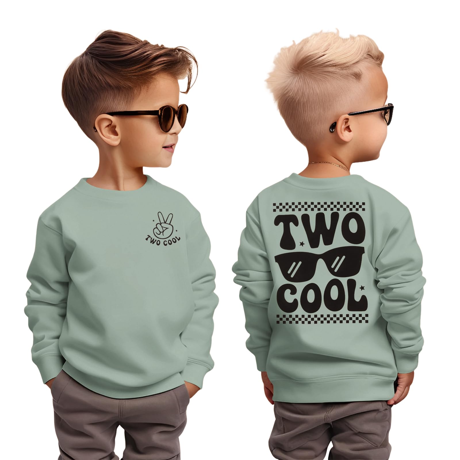 CM C&M WODRO 2. Geburtstag Junge Sweatshirt Two COOL Pullover für Kleinkinder Zweiter Geburtstags Sweatshirts Herbst Winter Langarmshirt Kinder Ankündigung Outfit Baumwolle Babyshirt