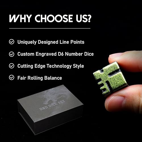 Miniatura 5 de Dados de metal D6, juego de dados de 6 caras de 0.630 in, juego de 6 dados ZHOORQI con temática tecnológica, nuevos dados de líneas conceptuales