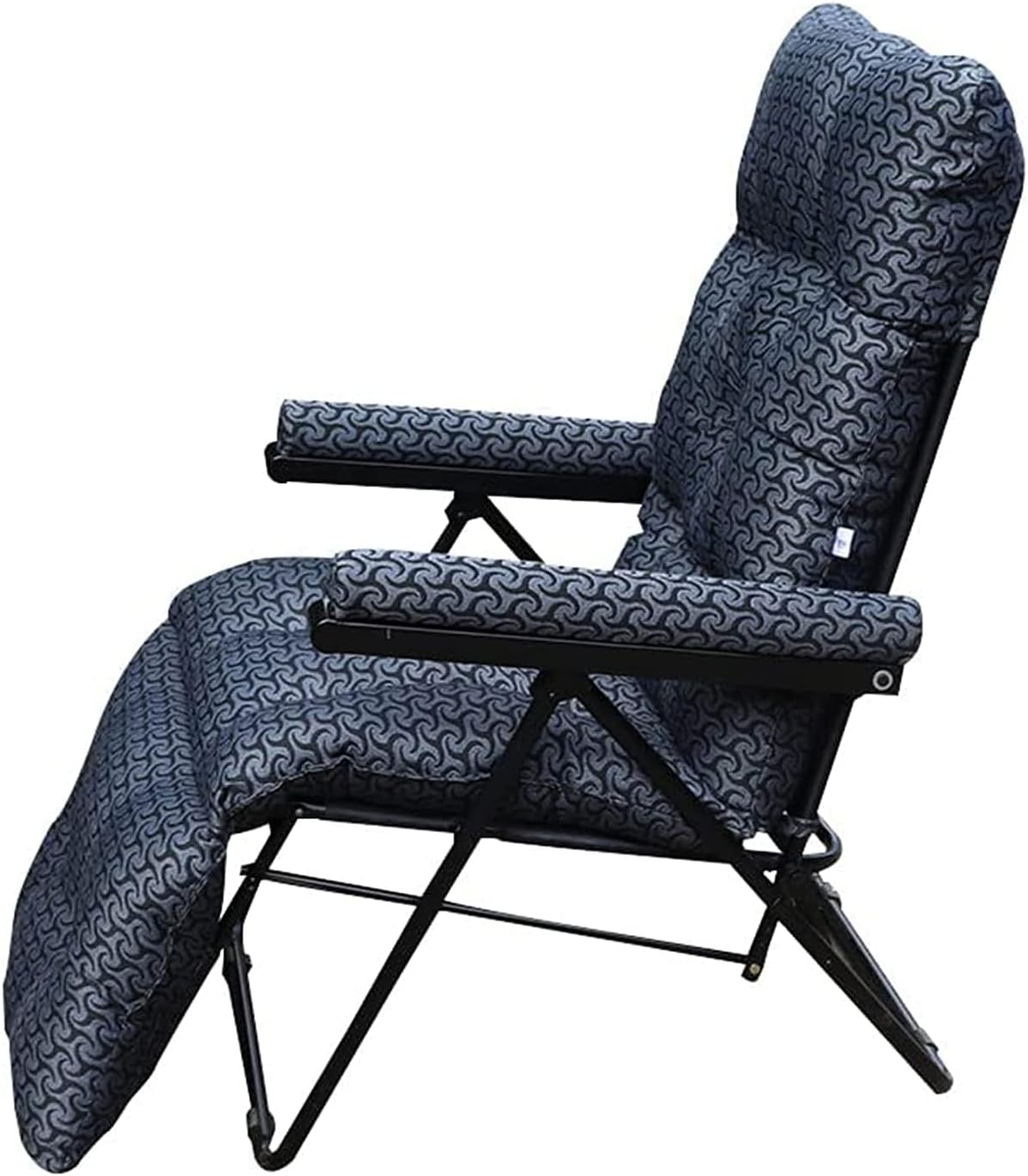 Spacecrafts Recliner Folding Easy Chair | 5 Adjustable Postions | Cushioning | Portable & Space Saving Easy Chair For Home Relax Old Age | Grey Checked, Mild Steel