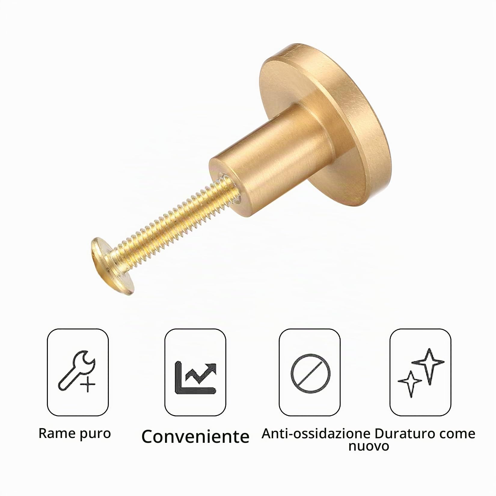 6 Pezzi Pomelli per Cassetti, Pomelli per Mobili Oro, Manopole Rotonde per Armadietti, Manopole per Cassetti in Ottone Dorato, Manopole Cucina per Porte per Decorazioni con Cacciavite - 20 * 25mm