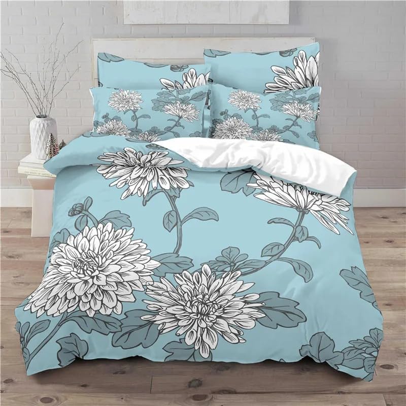 Amazon｜布団カバー シングル 青い花 マイクロファイバー掛け布団