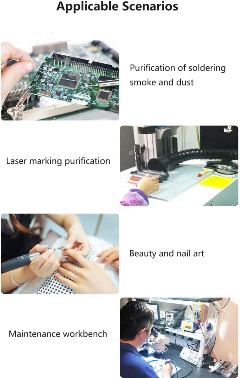 Mobile Small Fume Extractor for Soldering Smoke Purification and Laser Marking Purification, Square Hood