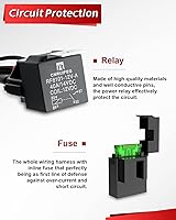 Vista 6 de CO LIGHT Arnés de cableado para barra de luz LED, 1 cable de 12 V, 16 AWG, interruptor de relé, kit de arnés de cable para vainas LED todoterreno