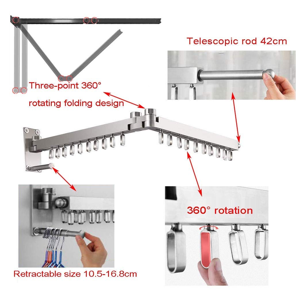 Questo stendibiancheria Teleclip Wall Dryer Pieghevole Estensibile per Il bucato, salvaspazio, Robusto Appendiabiti per Asciugamani da Bagno in Acciaio Inossidabile.