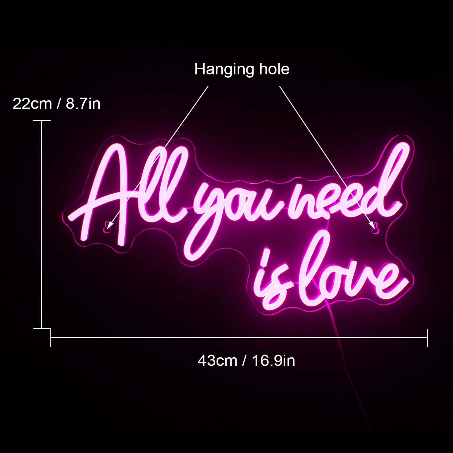 Insegna LED Al Neon A Forma Di Cuore Love Heart - Rosa, Dimmerabile, Alimentazione USB - Decorazione Parete Per Matrimonio, San Valentino, Cameretta - 4
