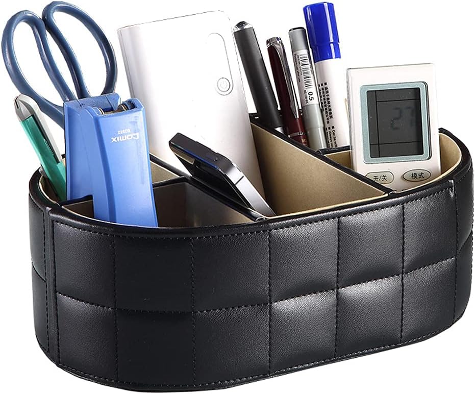 iSuperb Leather Desk Supplies Organizer Storage Box Stationery Remotes Holder Large Capacity Waterproof Multifunction Office Organizer Compartments