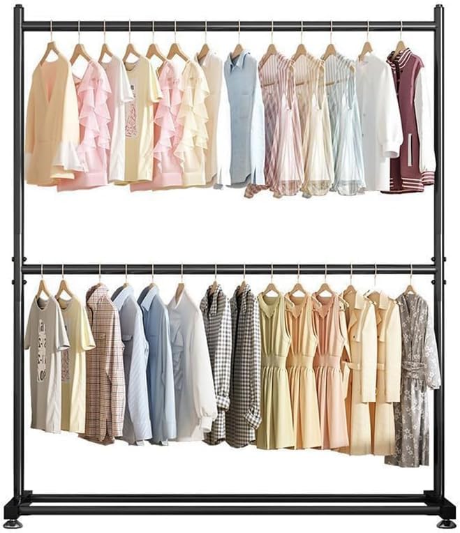 Bold and Heighten 2 Layers Metal Clothes Drying Rack Laundry Drying Rack, Sheet Quilts Blanket Drying Rack, Heavy Duty Garment Rack For Indoor Outdoor