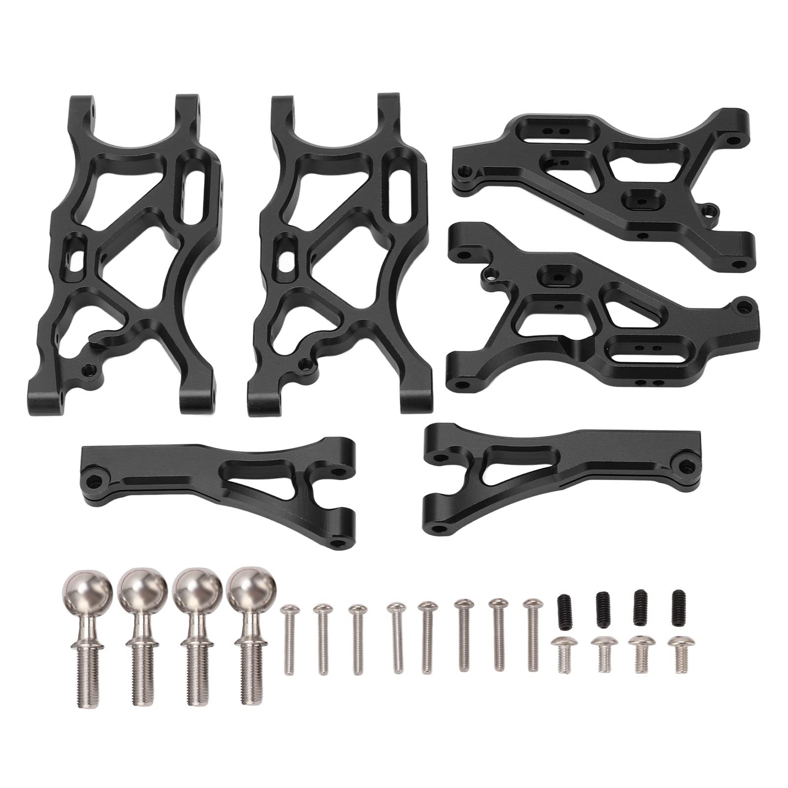AMONIDA Zestaw Wahaczy RC ze Stopu Aluminium dla 1/7 LIMITLESS, Wahacze o Wysokiej Wytrzymałości Zapewniające płynną pracę, Przednie Wahacze Tylne, Srebrne (BLACK)