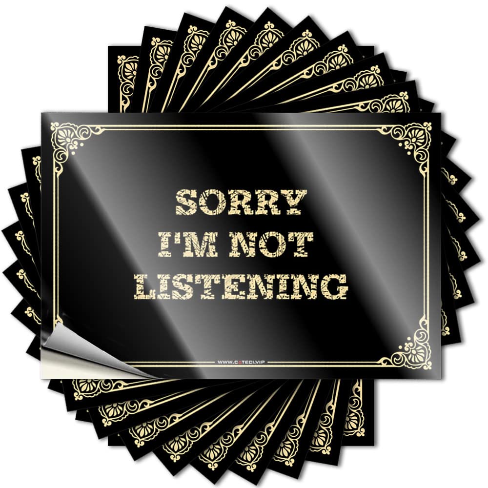 Sorry I'm Not Listening Decal Patio Decorations Outdoor | Crazy Water Removable Decal Pack(8X12CM)