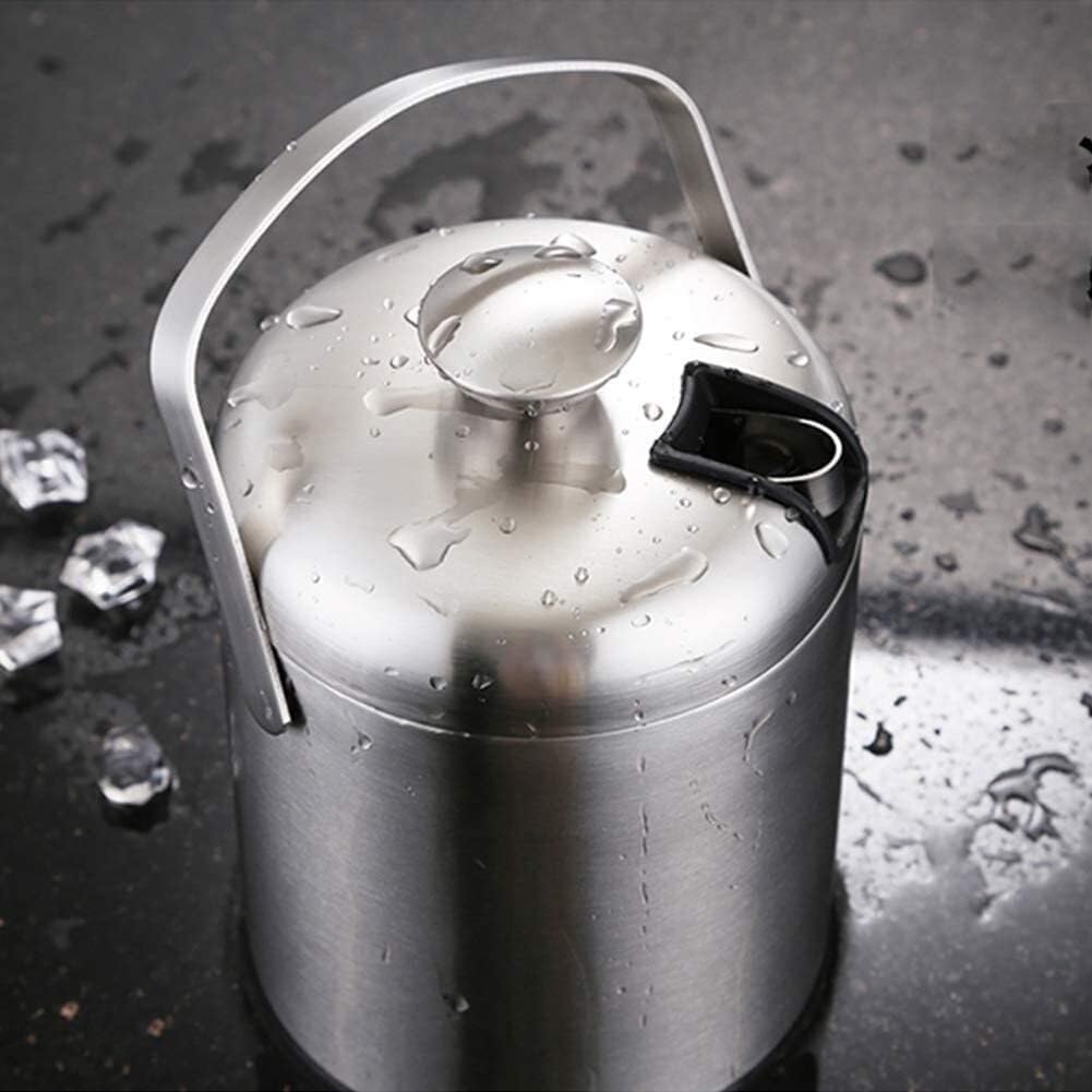 Stainless Steel Double-Walled Ice Bucket with Lid, Tongs Handle, Wine Champagne Cooler for Parties, Bars, BBQs