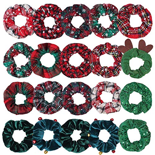 20PC Hair Scrunchies for Women, MTSCE Christmas Velvet Elastics Bobbles Hair Bands Hair Tie Ropes Ponytail Holders for Women Girls Xmas Hair Accessories(G Style)